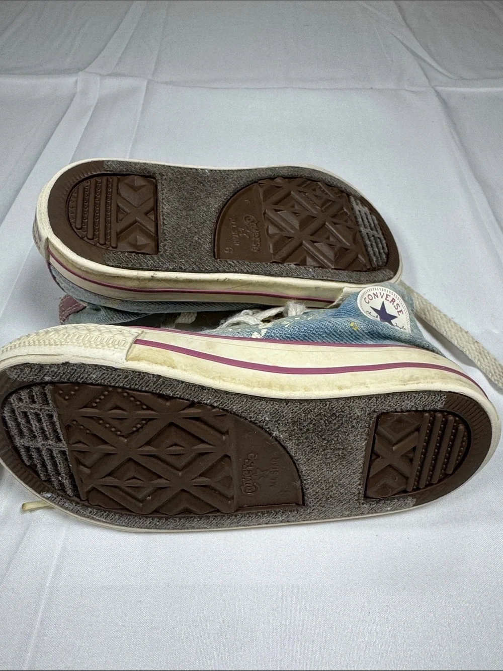 Converse Kids Denim High-Top Sneakers Pink, Purple & Yellow Accents All Star 6